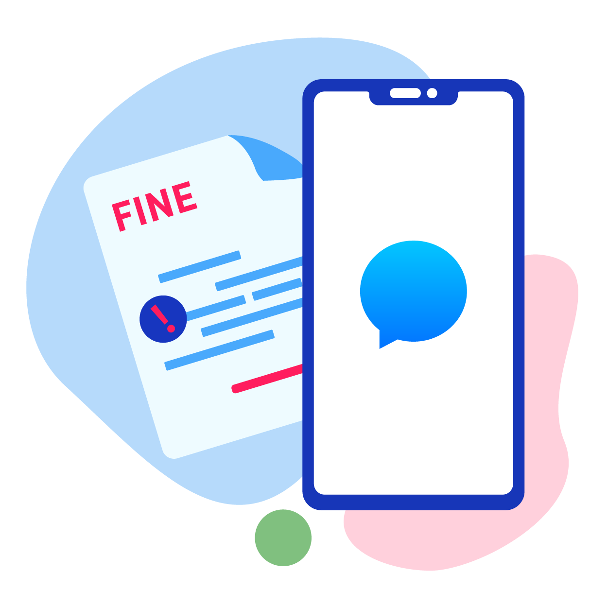 illustration of phone and piece of paper that says fine